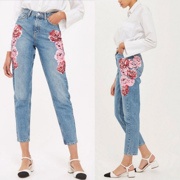 painted mom jeans